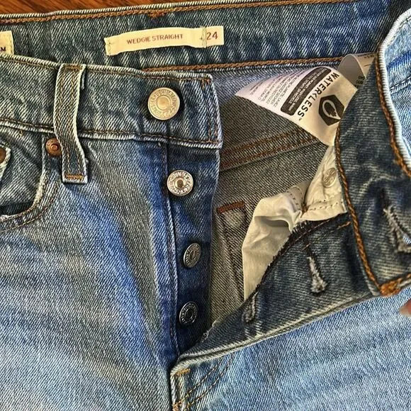 Levi’s Wedgie Straight Button Fly Classic Blue Mom Jeans Size 24 - Picture 4 of 14
